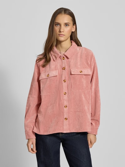 Pieces Bluzka koszulowa o luźnym kroju z imitacji sztruksu model ‘EFFI’ Różowawy 4