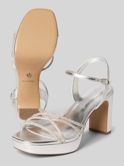 Tamaris Sandaletten mit Strasssteinbesatz und Blockabsatz Silber 4