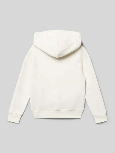Produktfoto, cremeweißer Regular Fit Hoodie aus Baumwoll-Mix von Polo Ralph Lauren Kids, einfarbig, gerippte Abschlüsse, Sweat-Material