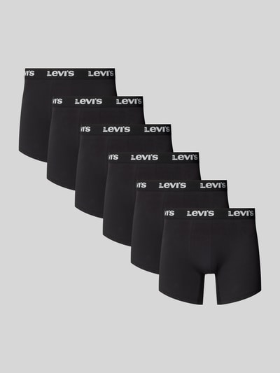 Produktfoto, Pant & Trunk mit elastischem Label-Bund im 6er-Pack Modell 'LOGO BOXER' von Levi's® für Herren, einfarbig schwarz, glatte Oberfläche