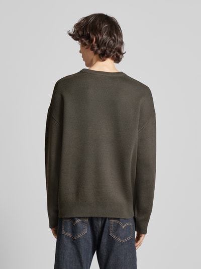 Pegador Oversized Strickpullover mit Label-Stitching Anthrazit 5