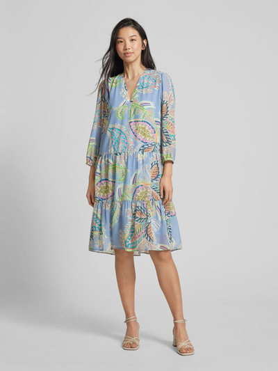 Marc Cain Knielanges Kleid mit Paisley-Muster Rauchblau 4