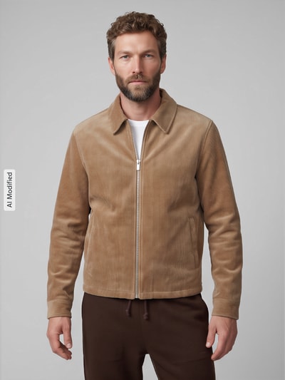 Jake*s Studio Men Regular fit overhemdjack van katoenmix met tweewegritssluiting Hazelnoot - 4