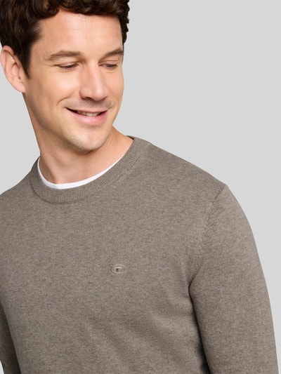 Tom Tailor Regular Fit Pullover aus reiner Baumwolle Taupe 3