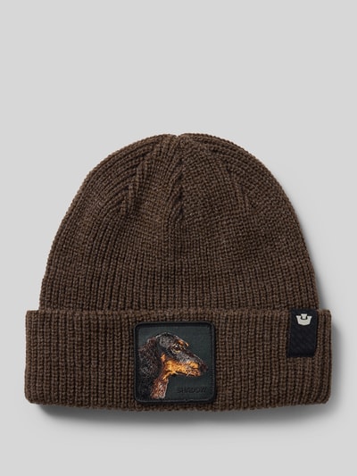 GOORIN BROS. Beanie met motiefpatch, model 'THE SHADOW BEANIE' Donkerbruin - 1