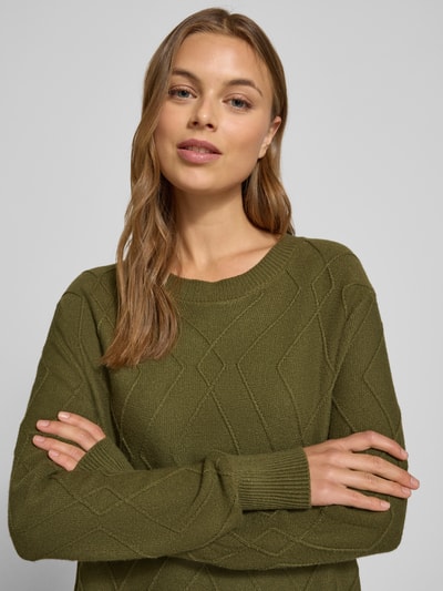 FREE/QUENT Gebreide jurk van viscosemix, model 'Saturn' Kaki - 3