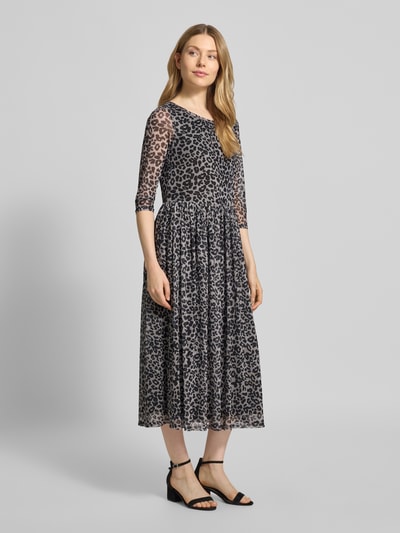 ROBE LÉGÈRE Sukienka midi ze zwierzęcym nadrukiem na całej powierzchni Czarny 1