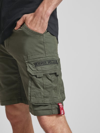 Alpha Industries Szorty cargo o kroju regular fit z wyhaftowanym logo model ‘CREW SHORT’ Antracytowy 3