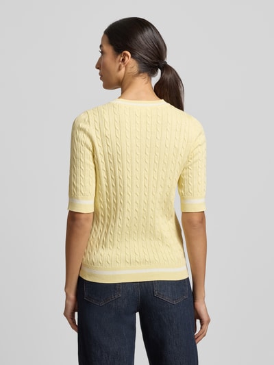 Christian Berg Woman Strickpullover mit gerippten Abschlüssen Hellgelb 5