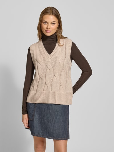 Tom Tailor Regular fit spencer van katoenmix met wol Taupe gemêleerd - 4