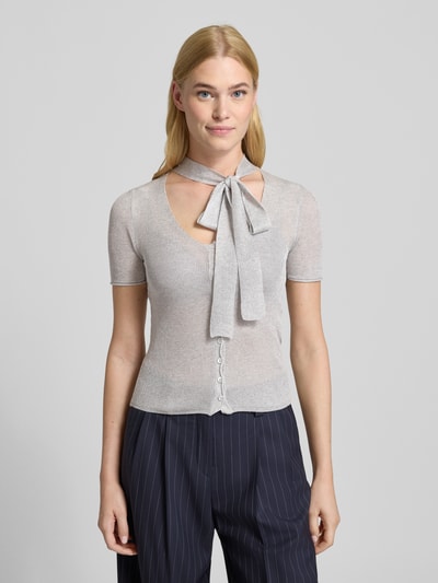 MAX&Co. Regular Fit Strickjacke aus Viskose-Mix Modell 'MAMAN' Hellgrau 4