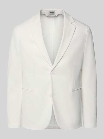 Produktfoto, Regular Fit Blazer mit Reverskragen Modell 'Catory' von Drykorn z mieszanki bawełny, krój regular fit, kieszenie z wypustkami, listwa z 2 guzikami, długość tyłu w rozmiarze 50: 70 cm, szerokość ramion w rozmiarze 50: 44 cm, długość rękawów w rozmiarze 50: 64 cm, gładka tekstura, kolor biały