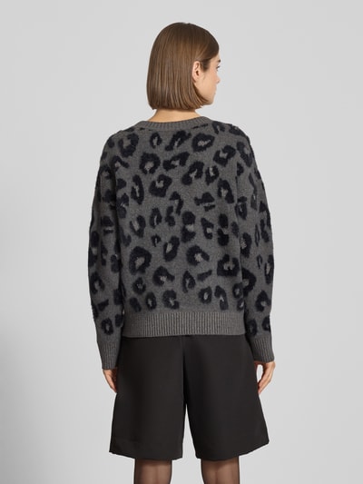 Only Regular Fit Strickpullover mit Animal Print Modell 'SARA' Graphit 5
