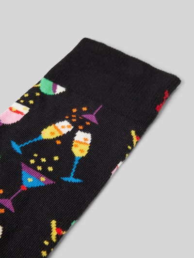 Happy Socks Sokken met motiefstitching, model 'CHEERS' Zwart - 2