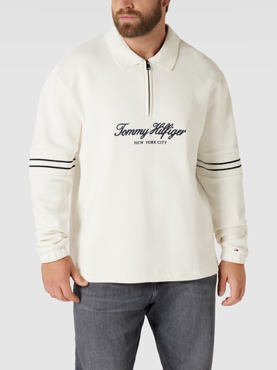 Tommy Hilfiger Big & Tall PLUS SIZE Sweatshirt mit Polokragen Modell 'POPOVER' Weiss 4