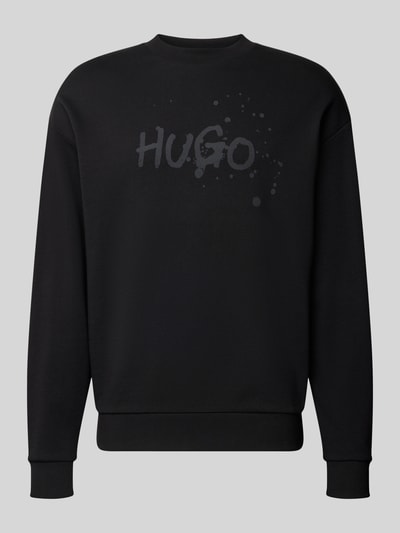 Produktfoto, Regular Fit Bluza z czystej bawełny Model 'NIEROFIX_CREW' od Hugo Blue, efekt: jednolity kolor, nadruk z logo, dzianina dresowa