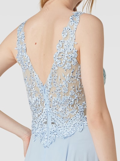 Mascara Abendkleid mit floralen Stickereien Hellblau 3
