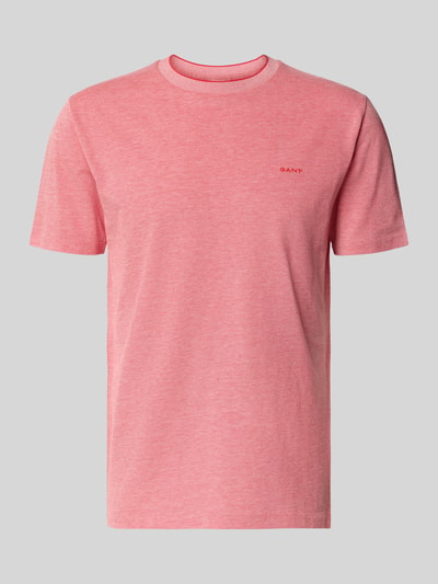 Produktfoto, T-Shirt mit Rundhalsausschnitt und Label-Stitching von Gant in Rosa, reine Baumwolle, Regular-Fit, Rückseite 69 cm Größe M