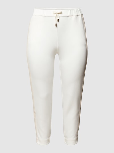Marina Rinaldi Spodnie typu track pants z lampasami model ‘OGNUNO’ Złamany biały 2