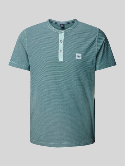 Lerros T-Shirt mit Serafino-Ausschnitt Blau 2