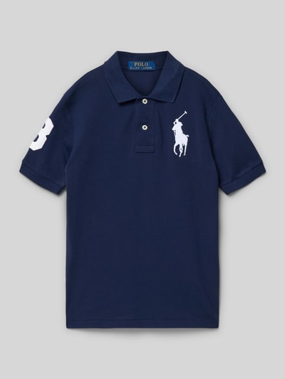 Produktfoto, Regular Fit Poloshirt aus reiner Baumwolle von Polo Ralph Lauren Teens, granatowy, jednolity, piqué, krótkie rękawy, logo na piersi, krój regular fit, kołnierzyk polo, zapięcie na dwa guziki, boczne rozcięcia, bawełna