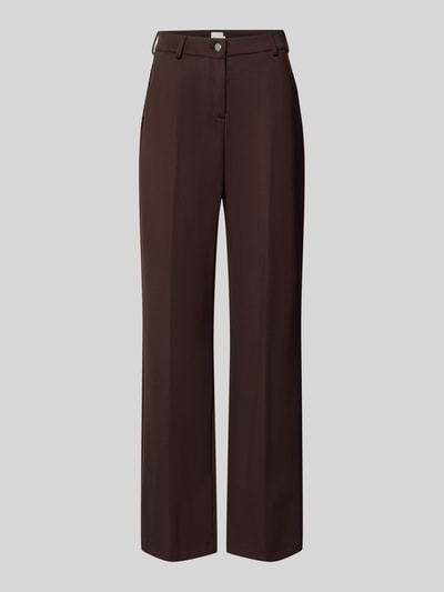 Produktfoto, dunkelbraune weite Hose aus Viskose-Mix mit glatter Oberfläche und klaren Linien, Weite Hose aus Viskose-Mix Modell 'MAINE' von Brax, Damen Weite Hose von Brax