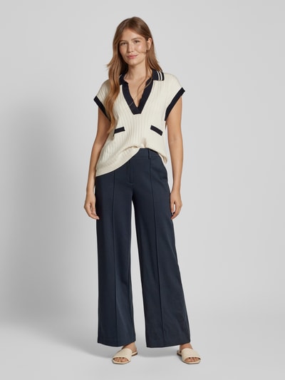 ICHI Stoffen broek met vaste persplooien, model 'KATE' Marineblauw - 1