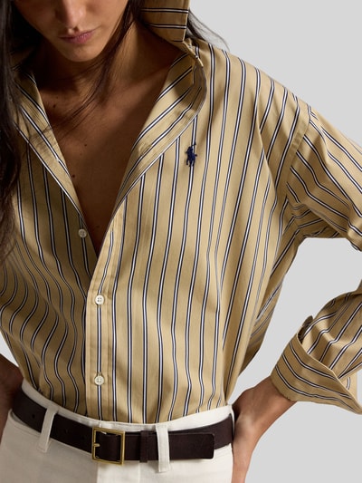 Polo Ralph Lauren Relaxed Fit Hemdbluse aus reiner Baumwolle mit Logo-Stitching Beige 3