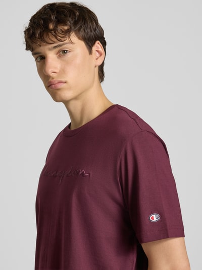 CHAMPION T-shirt met logostitchings en ronde hals Bordeaux - 3