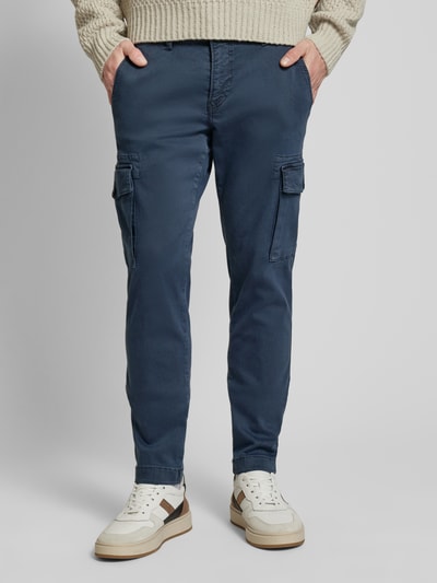 MAC Tapered fit cargobroek met riemlussen, model 'Driver' Blauw - 4