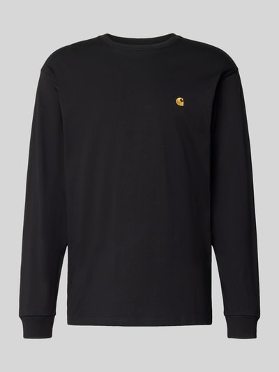 Productfoto, Longsleeve met Label-Stitching van Carhartt Work In Progress, zwart katoen, relaxed fit, ronde hals, ruglengte 66 cm maat M