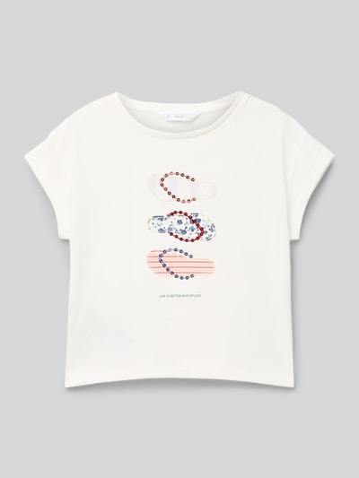 Mango T-Shirt mit Motiv-Print Ecru 1