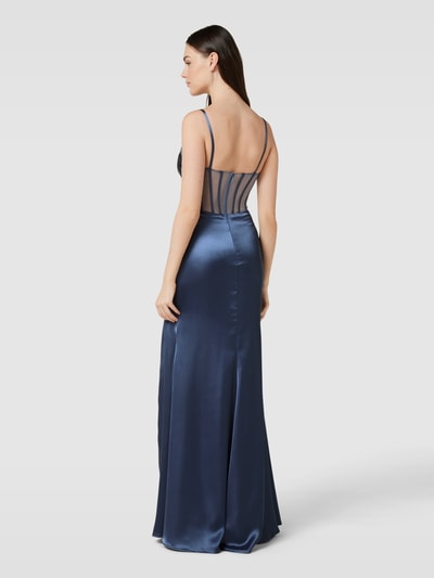 Luxuar Abendkleid mit Spaghettiträgern Rauchblau 5