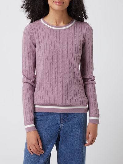 Montego Pullover mit Zopfmuster Mauve 4