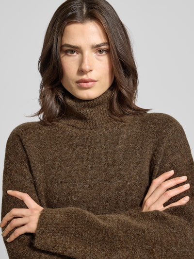 Selected Relaxed fit coltrui van wolmix met alpaca-aandeel model 'LULU' Donkerbruin - 3