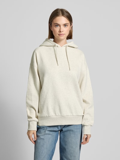 Review Hoodie met labelprint en viscose Offwhite - 4