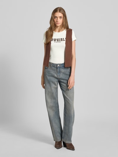 Gina Tricot T-Shirt mit Statement-Print Weiss 1