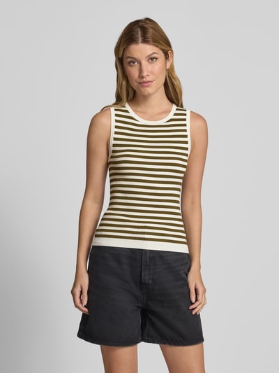 Tom Tailor Denim Slim fit tanktop van viscosemix Olijfgroen - 4