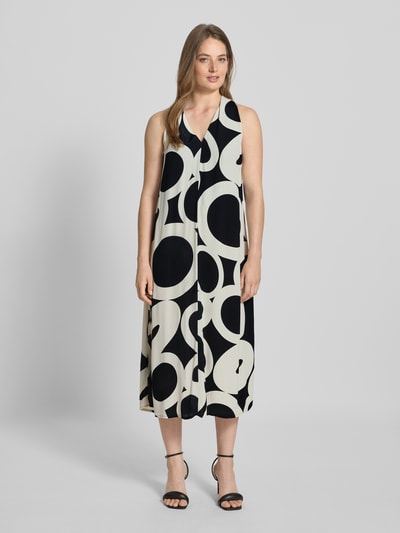 Someday Midikleid aus Viskose mit V-Ausschnitt Modell 'Qedira print' Black 4