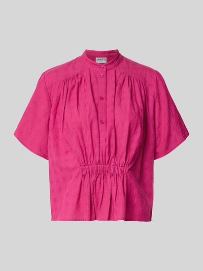 Produktfoto, Boxy Fit Bluse mit Stehkragen und Knopfleiste von Jake*s Casual, intensywny róż, bluzka z bawełny, pudełkowy krój