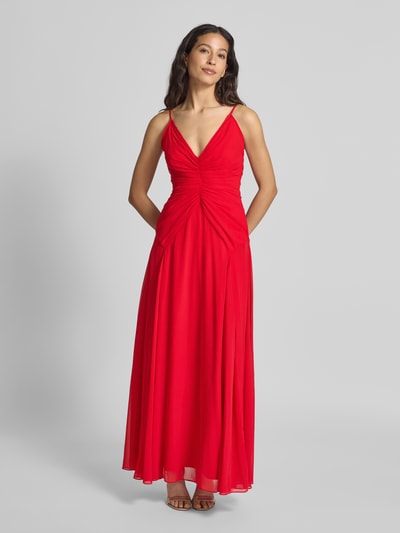 LACE & BEADS Abendkleid mit Raffungen und Spaghettiträgern Rot 4