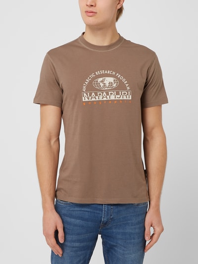 Napapijri T-shirt van katoen, model 'Macas' Taupe - 4