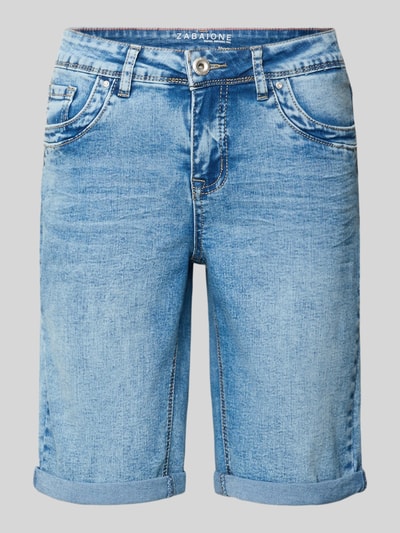 Produktfoto, Regular Fit Shorts mit Viskose-Anteil Modell 'Parissa' von ZABAIONE in Denim-Optik, 5-Pocket-Design, hellblau, strukturierte Baumwollmischung