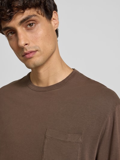 Officine Générale Regular Fit T-Shirt aus Lyocell-Mix Mittelbraun 3