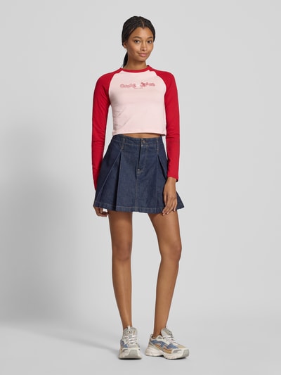 Guess Jeans Bluzka krótka z długim, raglanowym rękawem Czerwony 1