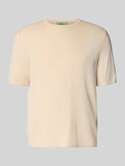 Produktfoto, Strickshirt mit Kaschmir-Anteil und Knopfleiste von FTC-Cashmere aus Baumwoll-Mix in Beige, Slim Fit, strukturierte Oberfläche.