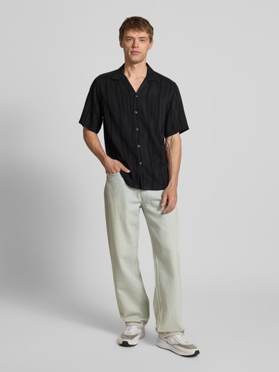 Only & Sons Regular Fit Freizeithemd mit Leinen-Anteil Modell 'ROBERT' Black 1