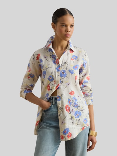 Lauren Ralph Lauren Bluzka koszulowa o kroju relaxed fit z czystego lnu Écru melanż 4