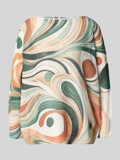 Apricot Strickpullover aus Viskose-Mix im Allover-Look Gruen 1