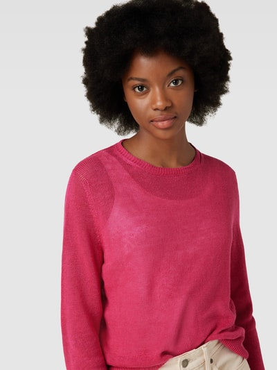 Weekend Max Mara Gebreide pullover van puur vlas, model 'ATZECO' Fuchsia - 3